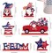 6-Piece Patriotic Table Decor, Wooden Gnome, Freedom Truck & 4th of July Signs with Base